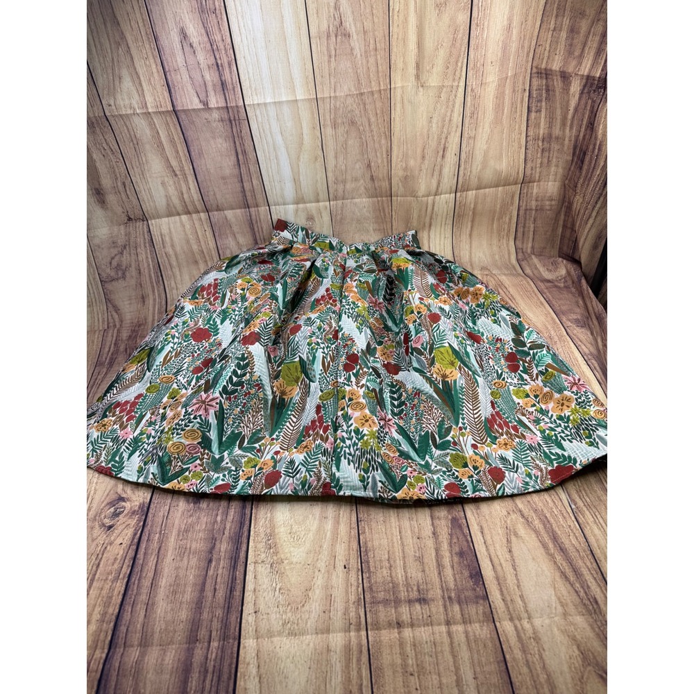 Chicwish Botanical Garden Jacquard Mini Skirt Multi Color Floral Pleated Small